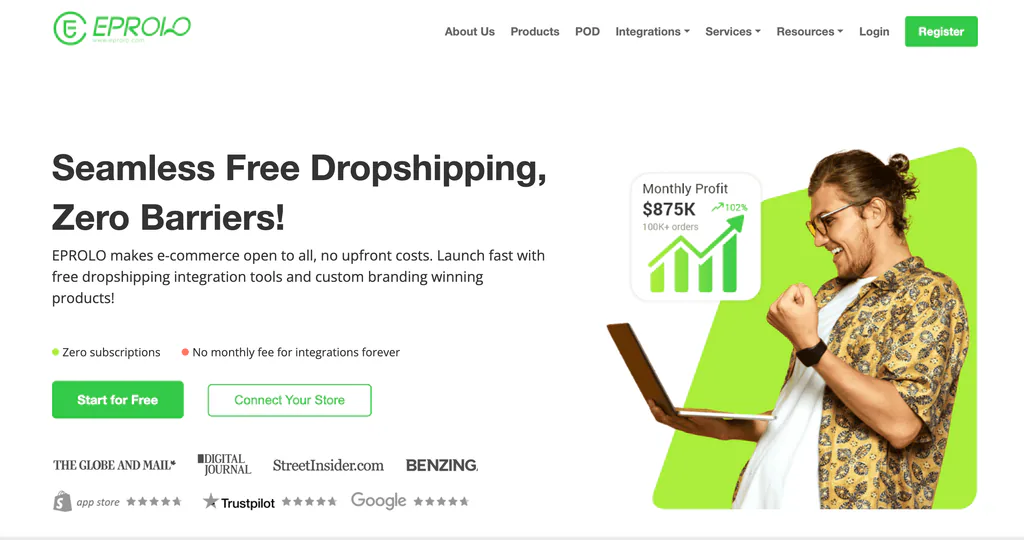 EPROLO UK dropshipping supplier for eBay homepage