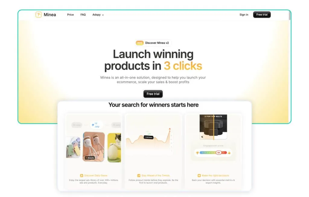 Ecomhunt alternatives and competitors Minea platform