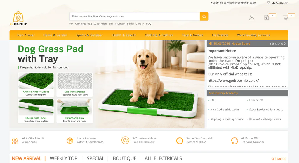 Go Dropship UK dropshipping supplier for eBay homepage