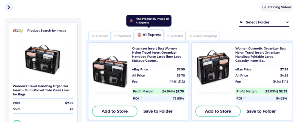 Search Alibaba by image results page
