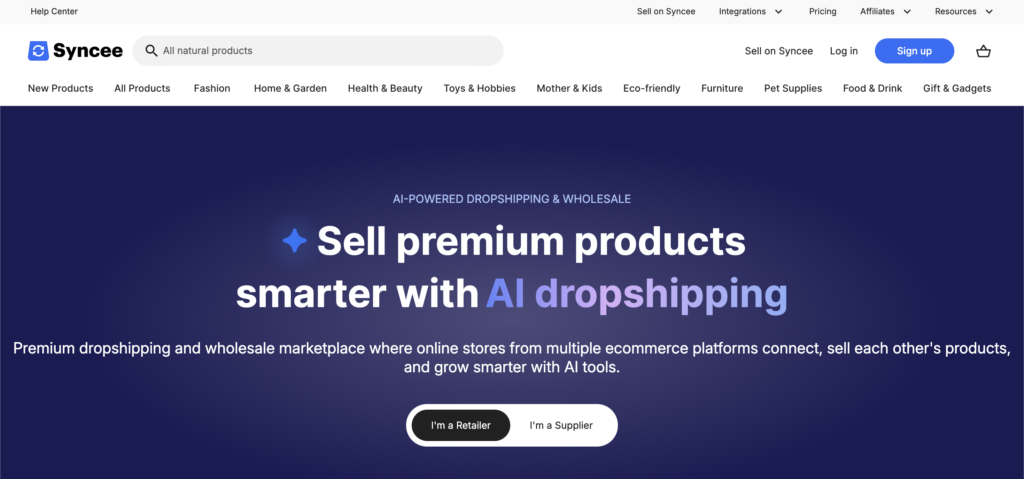 Syncee UK dropshipping supplier for eBay homepage