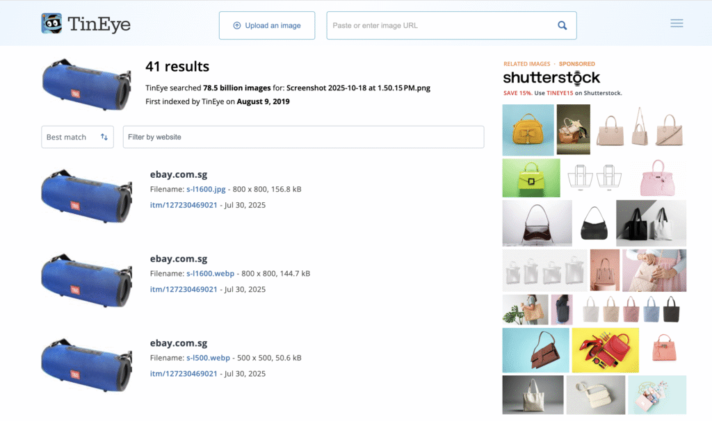 Tineye homepage to be reverse image search to AliExpress
