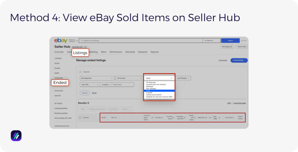  View eBay Sold Items on Seller Hub