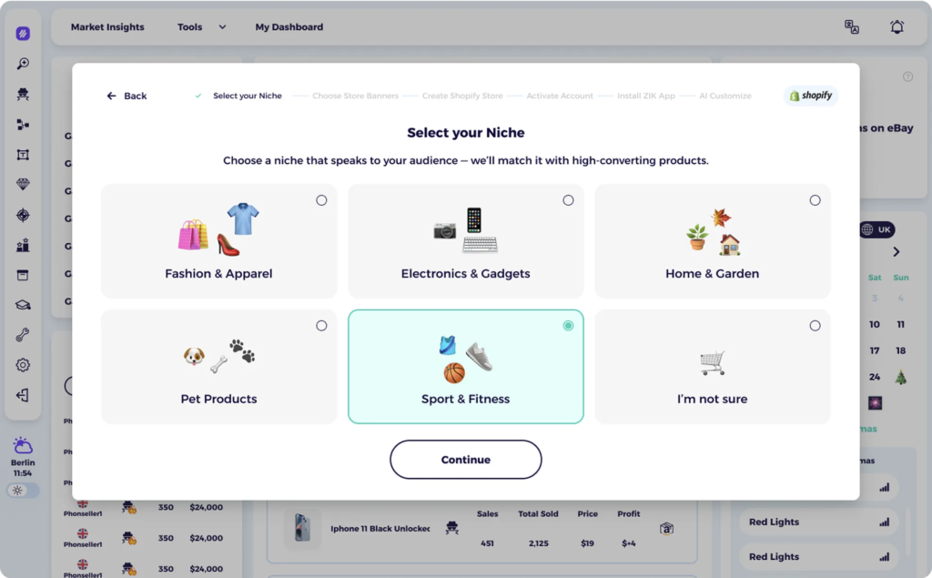 ZIK Analytics dropshipping website builders