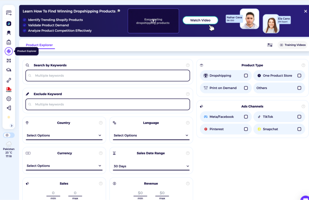 ZIK analytics shopify product explorer for pet products research