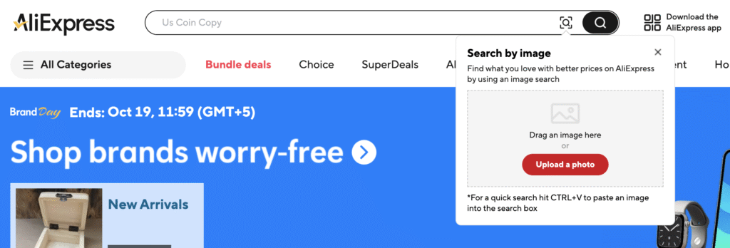 aliexpress native image search tool and upload photo