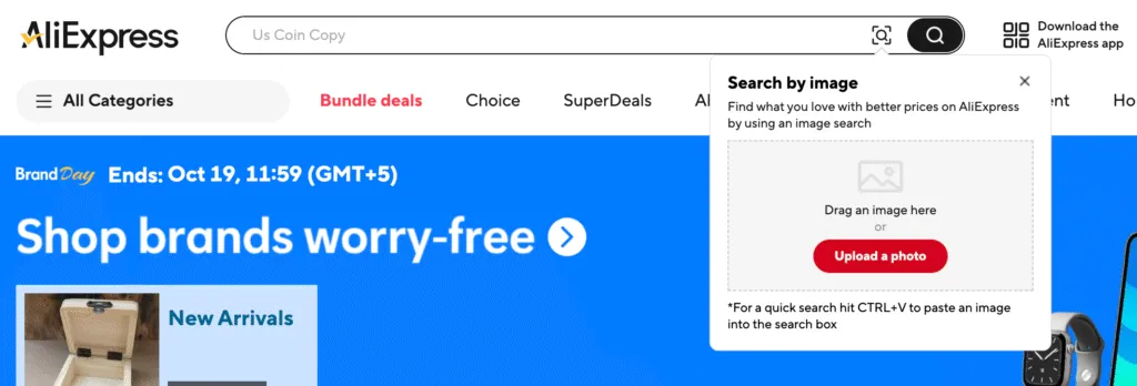 aliexpress native image search tool and upload photo