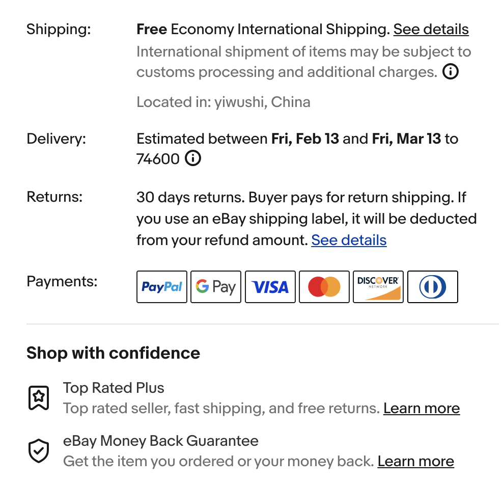 analyze shipping and return terms