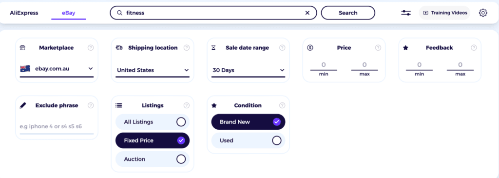 apply filters ebay product research tool to narrow down your top selling products on ebay