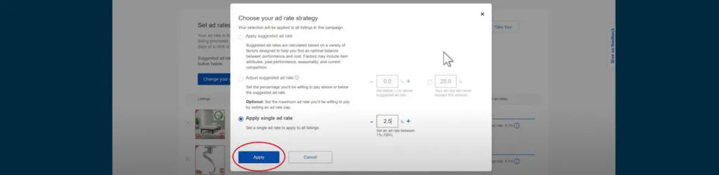 apply single ad rate strategy