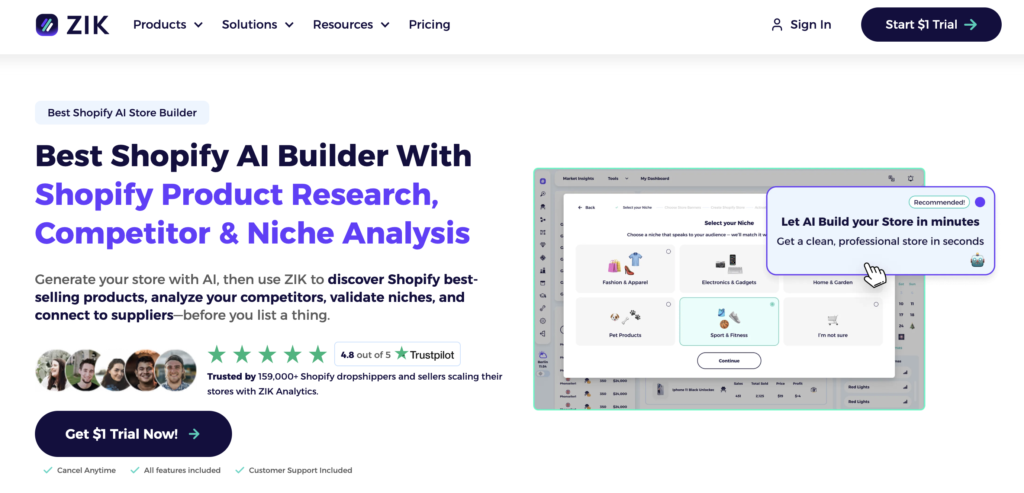 best dropshipping AI tools zik analytics