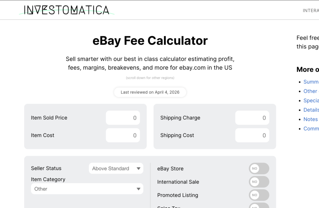 best eBay fee calculators investomatica