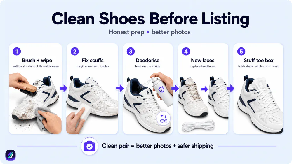 clean shoes before selling on ebay