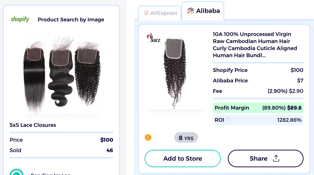 closures dropshipping hair products shopify product explorer