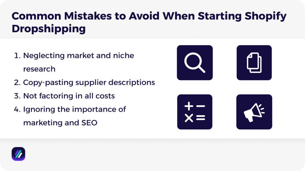 common mistakes to avoid on how to start shopify dropshipping