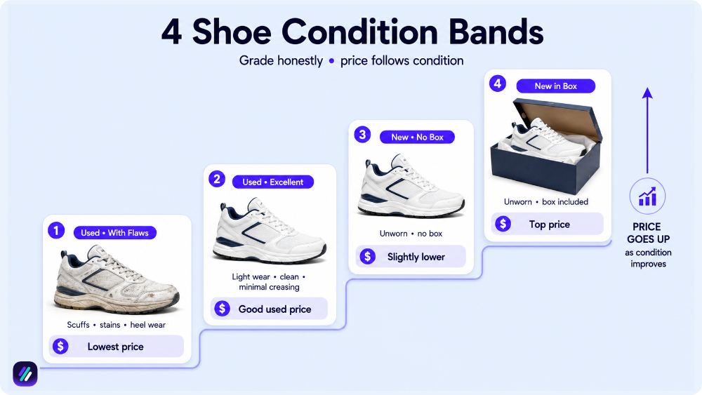 condition bands for selling shoes on ebay