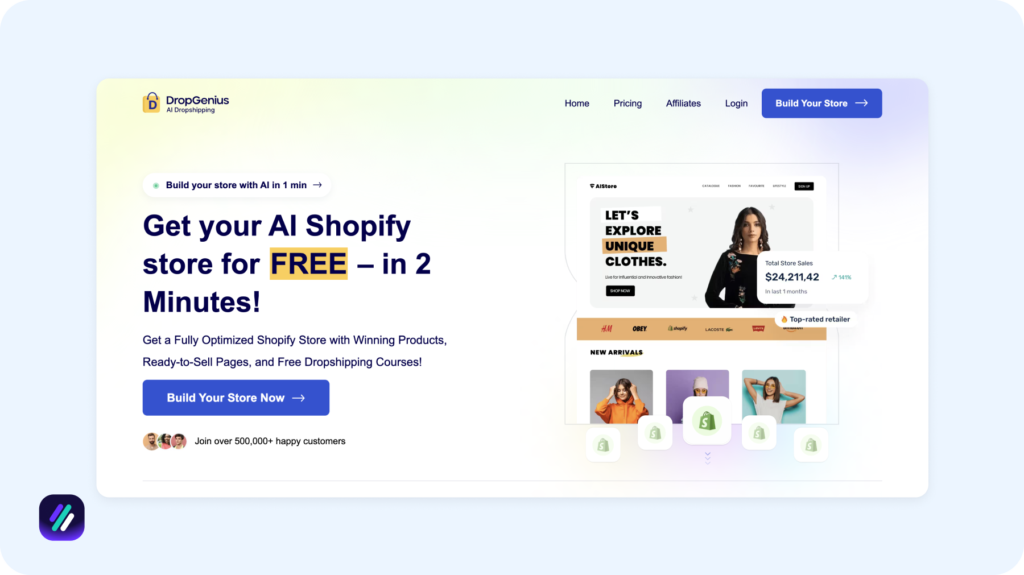 dropshipping affiliate program DropGenius