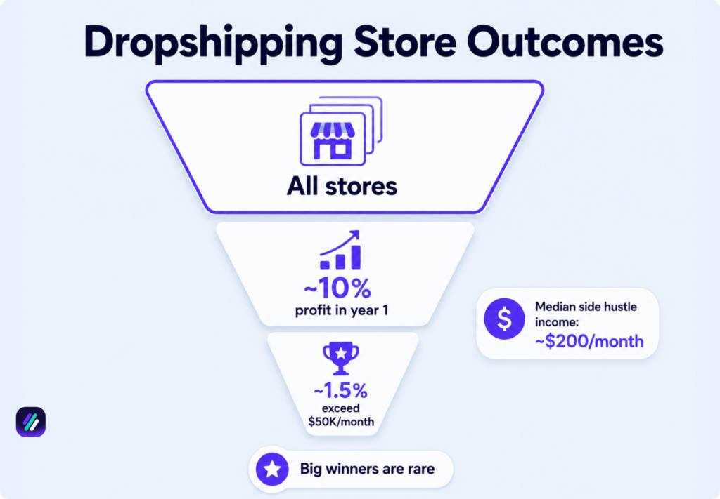 dropshipping side hustle outcomes funnel