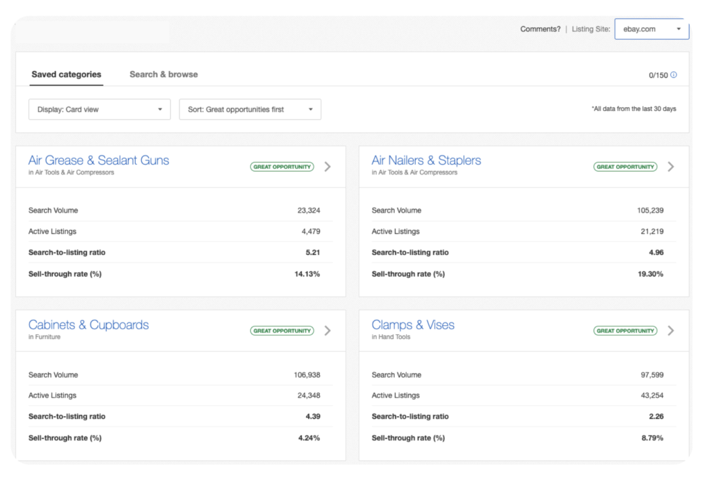 eBay Sourcing Insights identify sub-niches for amazon to ebay dropshipping