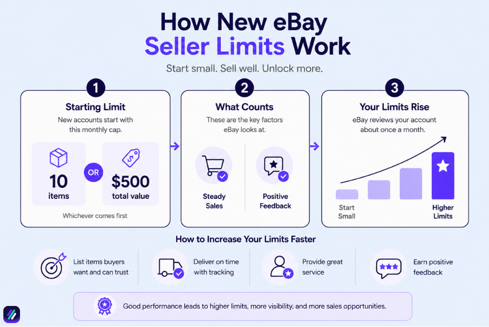 eBay new seller selling limits explained on how to start dropshipping on ebay with no money