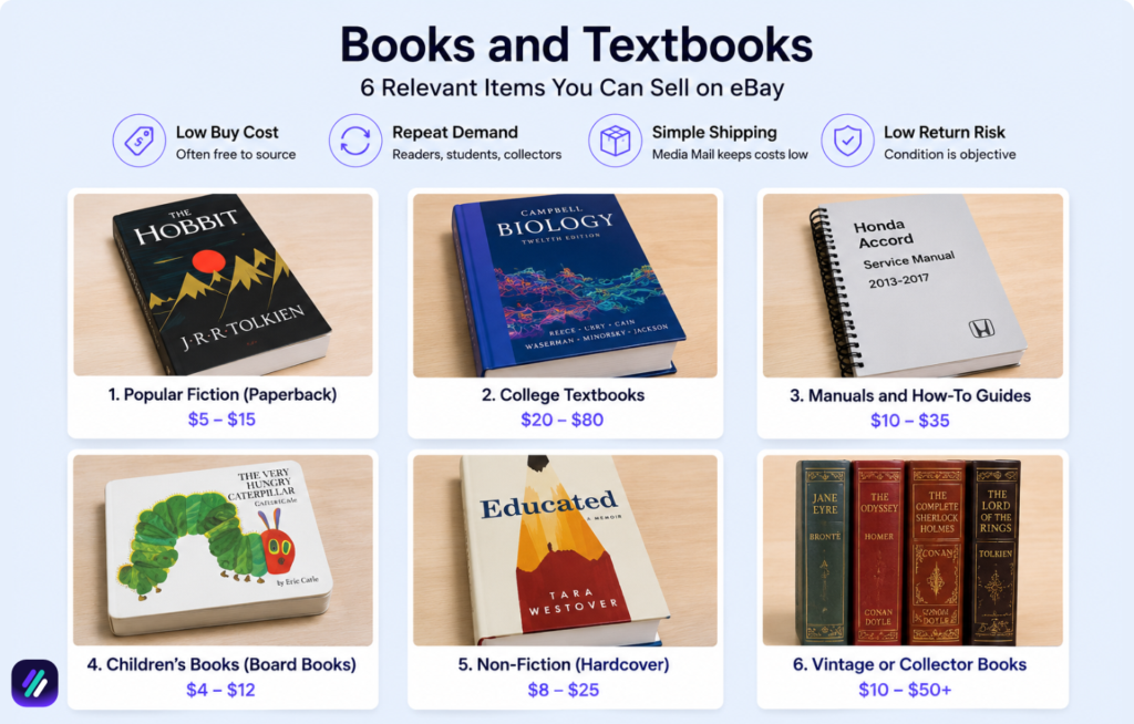 easiest things to sell on ebay books and textbooks