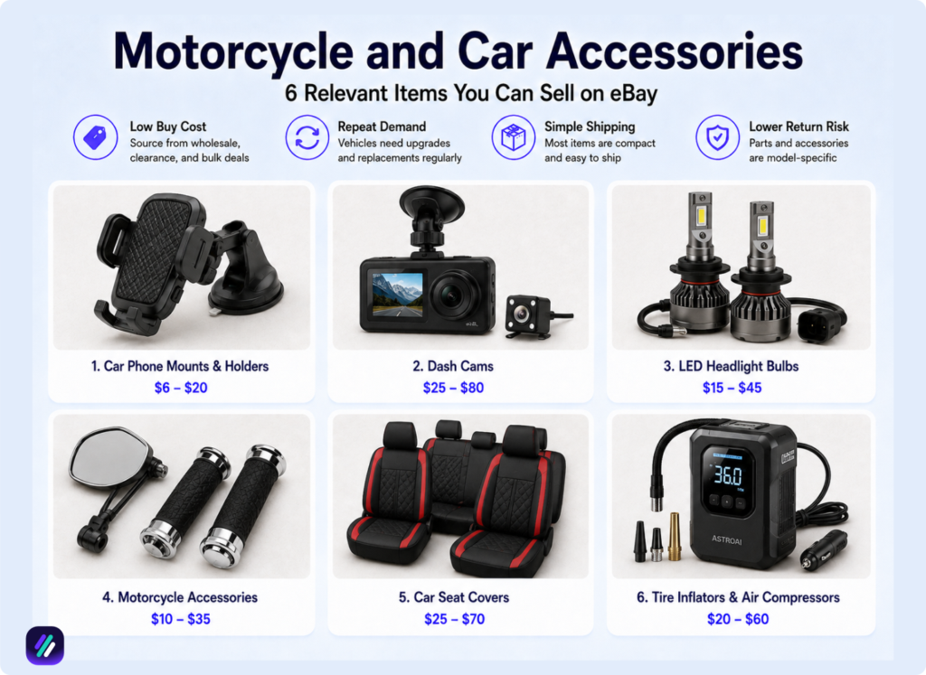 easiest things to sell on ebay motorcycle and car accessories