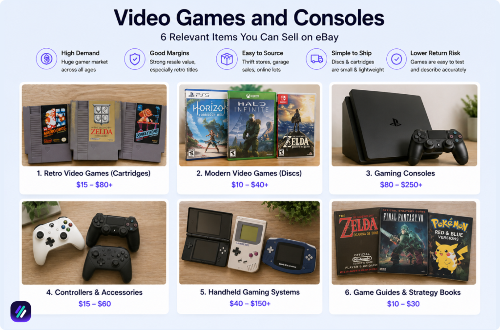 easiest things to sell on ebay video games and consoles