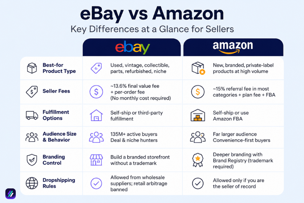 ebay and amazon main differences