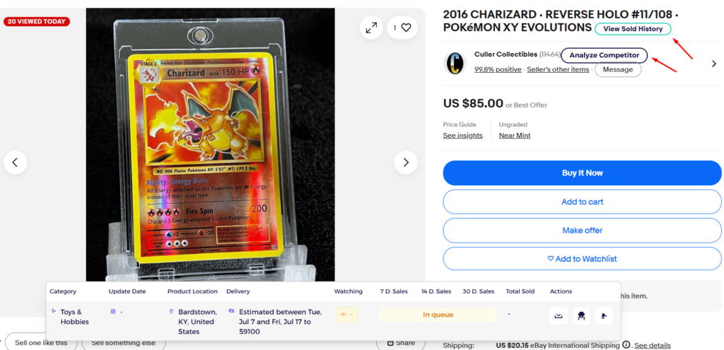 ebay chrome extension sold listings for cards from zik
