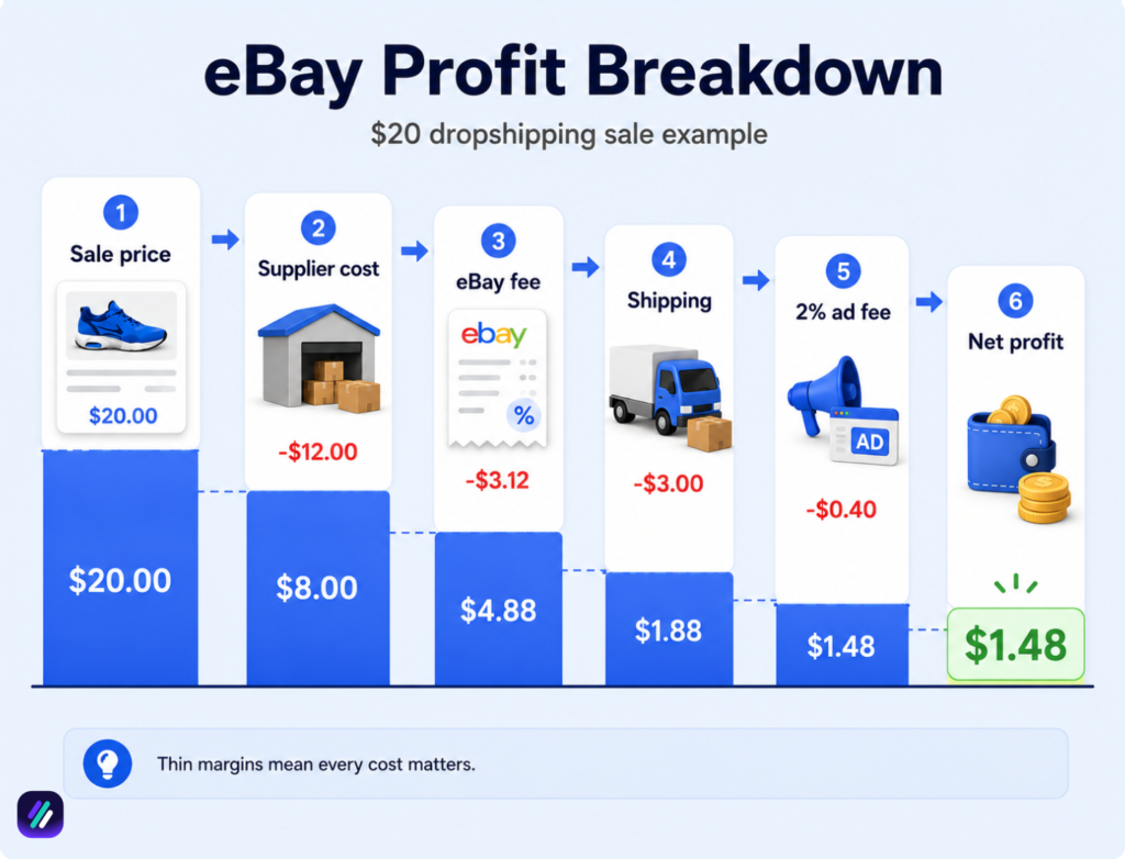 ebay dropshipping profit breakdown