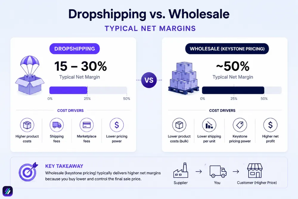 ebay dropshipping vs wholesale on ebay profit comparison