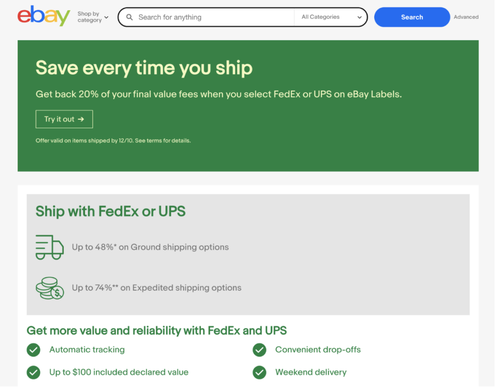 ebay shipping label creation