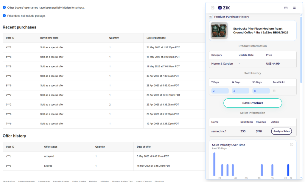 ebay sold listings with ebay chrome extension from zik