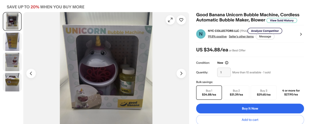 example of a weak picture on eBay listing