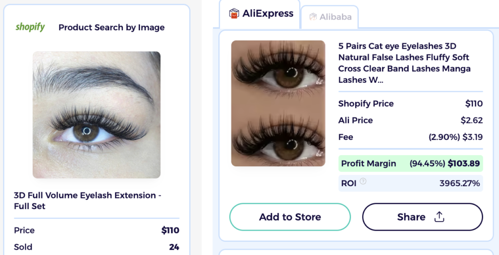 eyelash extenstions dropshipping hair products shopify product explorer