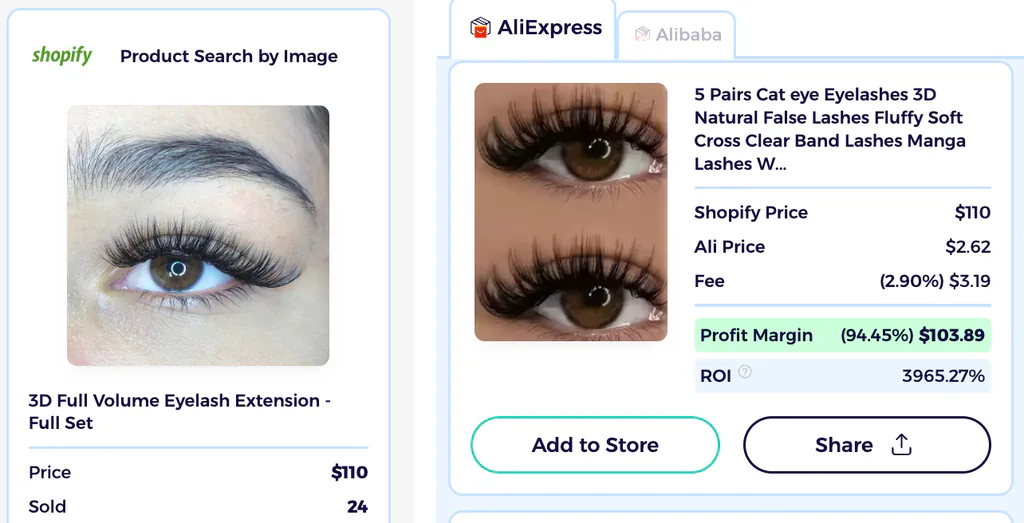 eyelash extenstions dropshipping hair products shopify product explorer