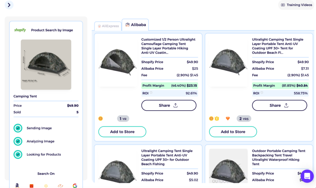 find uk shopify dropshipping suppliers using serach alibaba by image