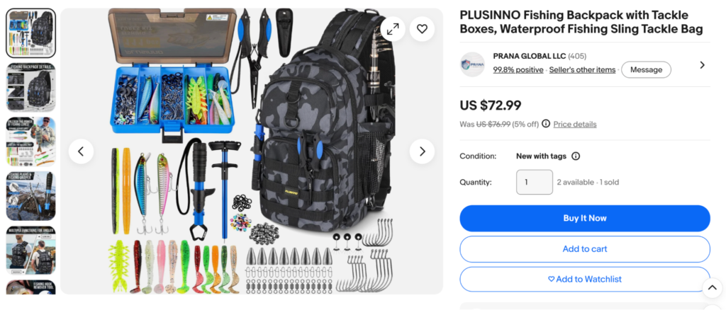 fishing bag set on ebay for pricing reference