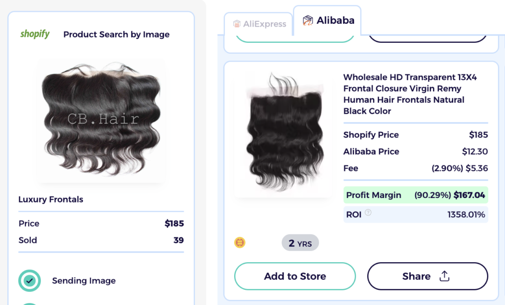 frontals dropshipping hair products shopify product explorer
