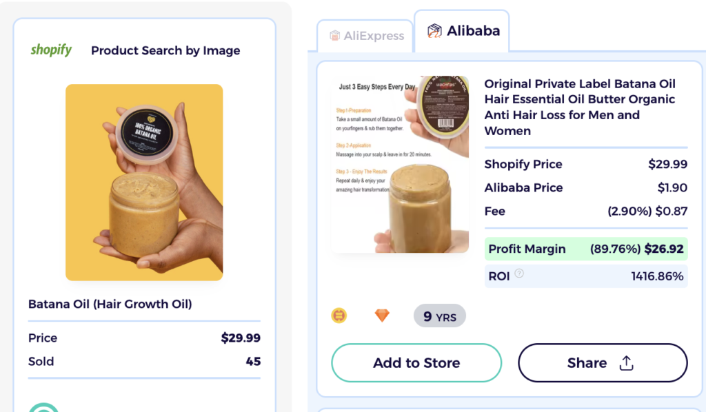 hair growth oil dropshipping hair products shopify product explorer