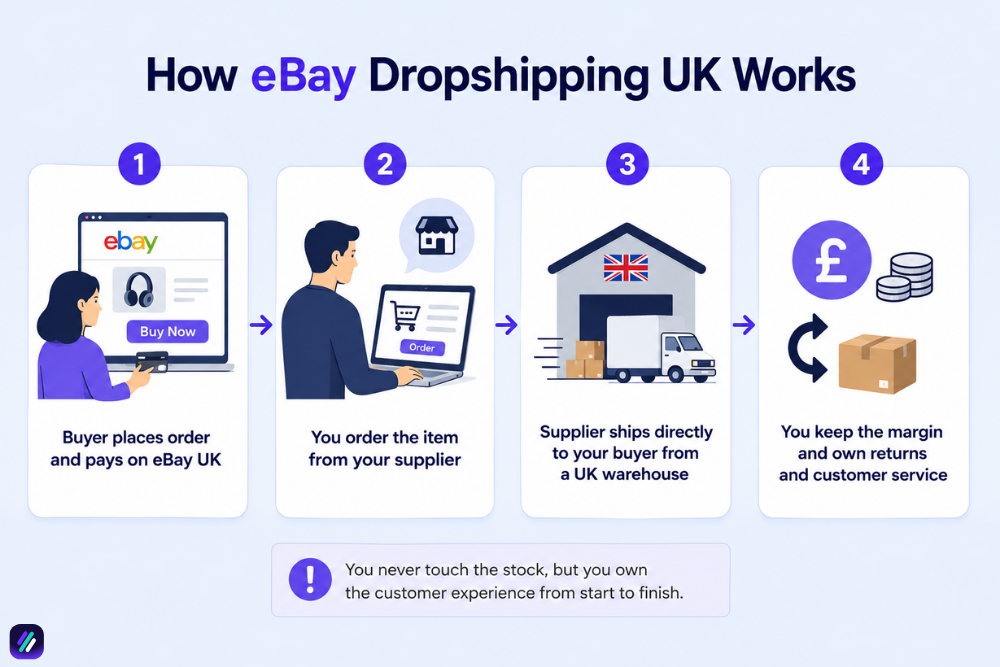 how dropshipping eBay UK works step by step