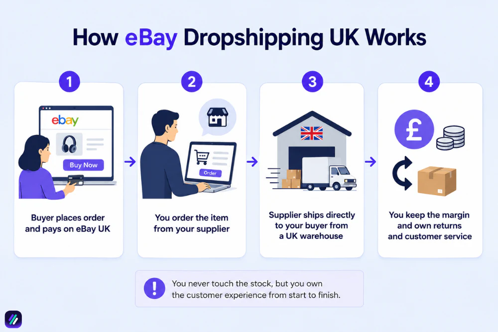 how dropshipping eBay UK works step by step