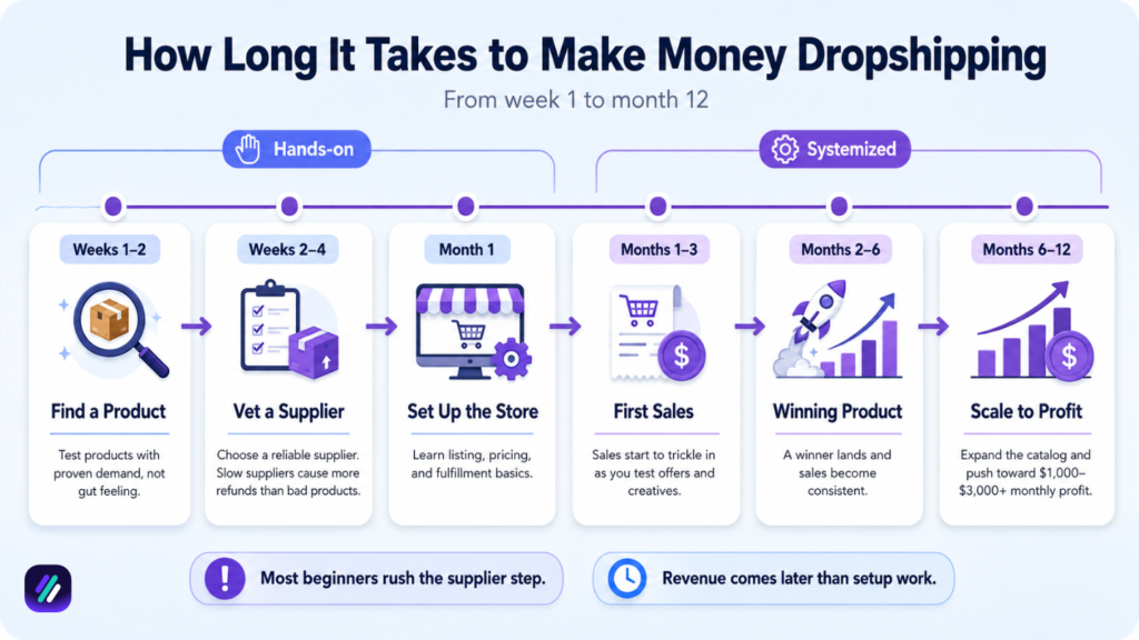 how long does it takes to make money from dropshipping