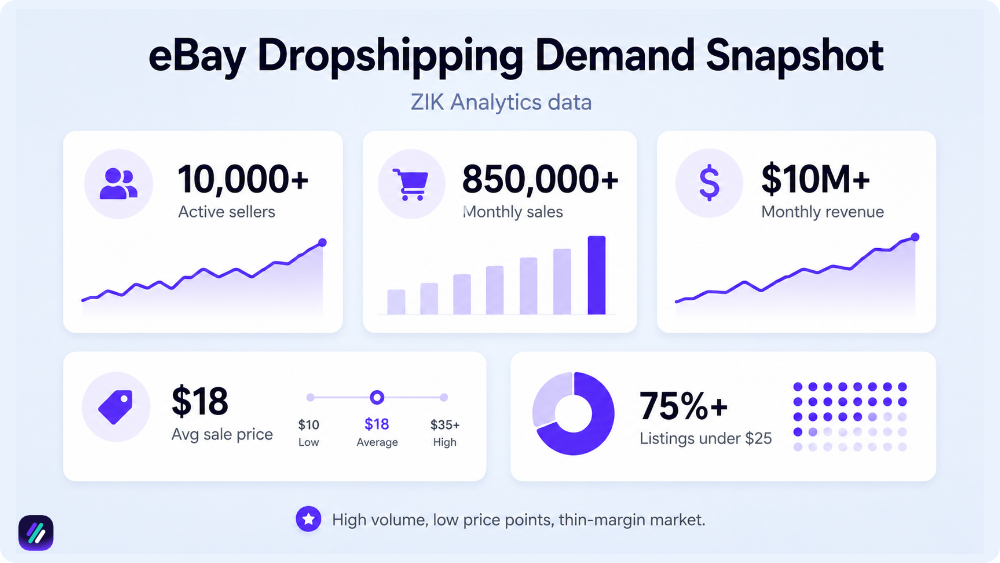 how much can you make dropshipping on eBay from ZIK Analytics data