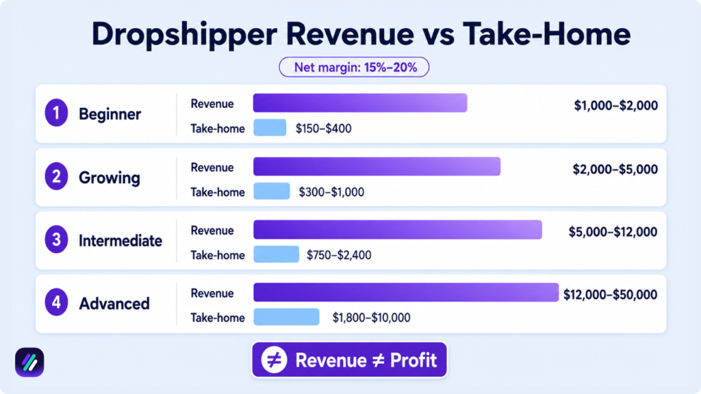 how much is dropshipping profitable vs revenue