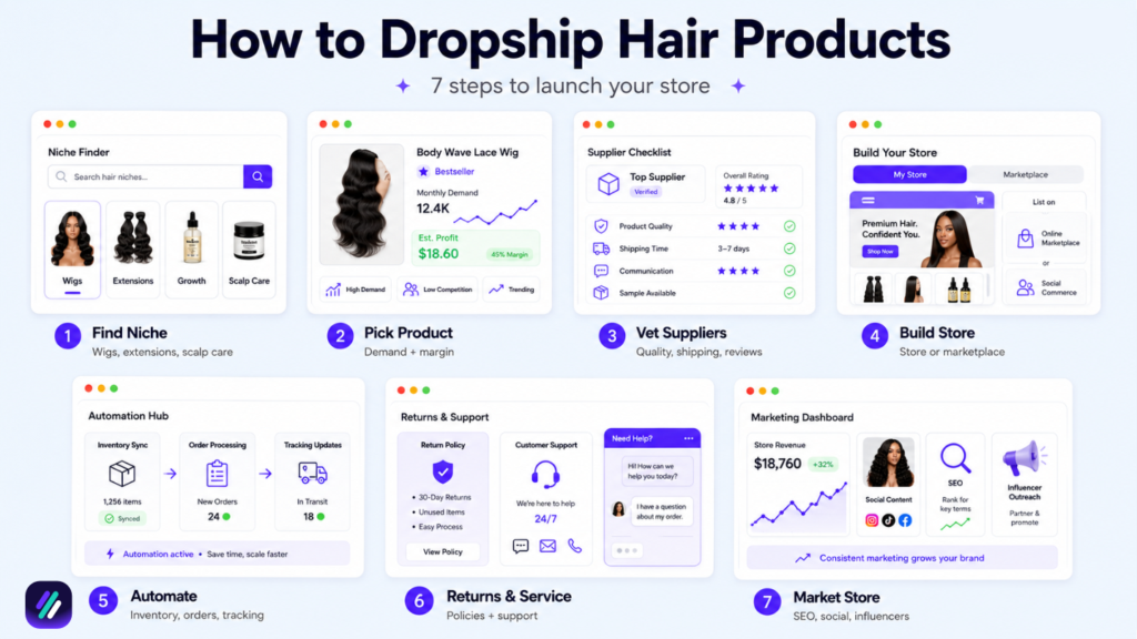 how to dropship hair products infographic