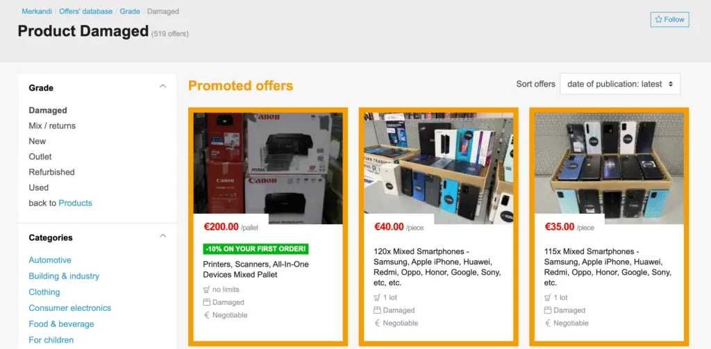 how to find items to sell on ebay damaged products lot