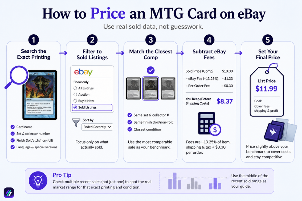 how to price MTG cards on eBay from sold listings