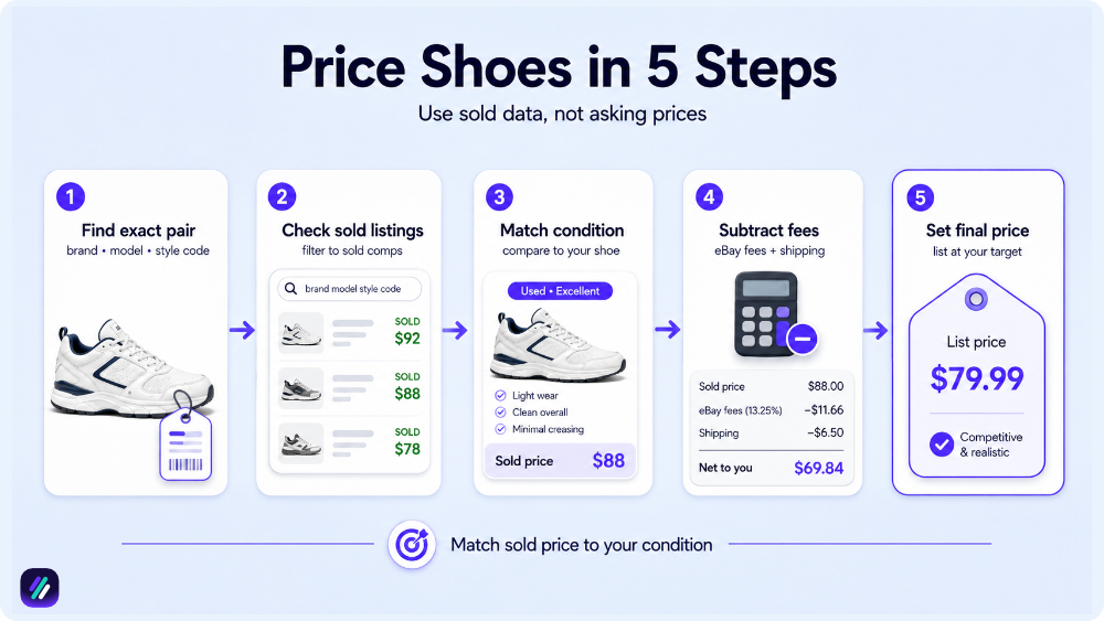 how to price shoes for selling on ebay