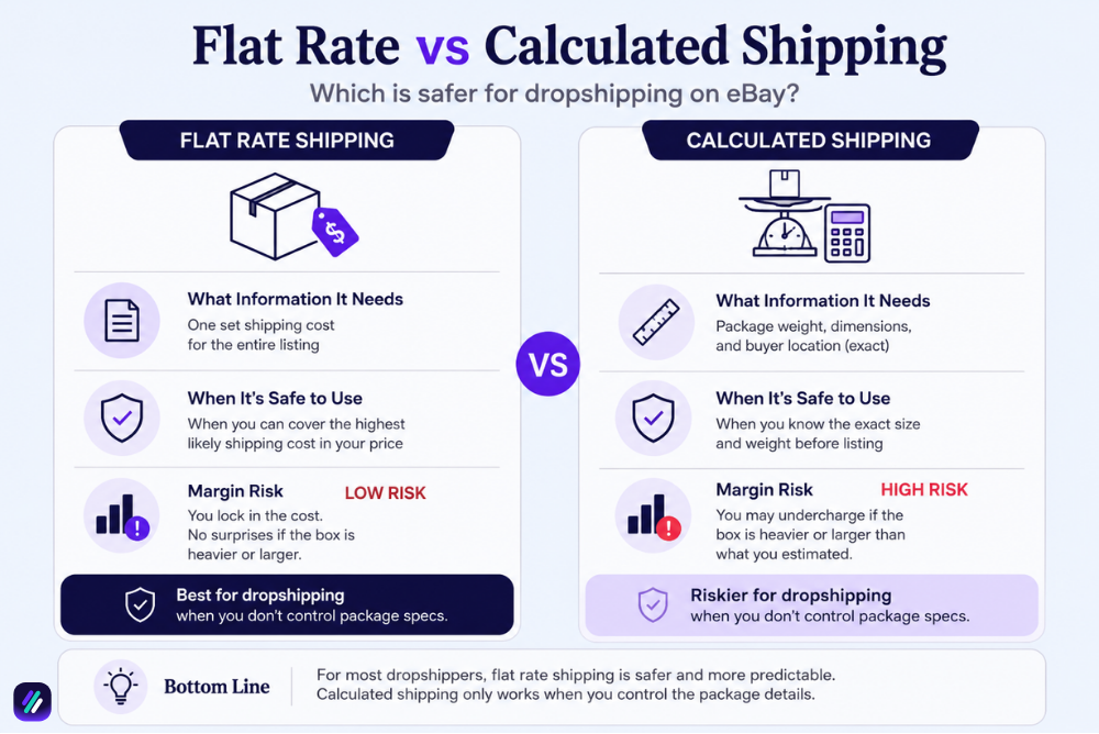 how to set up shipping on eBay for flat rate vs calculated shipping on eBay